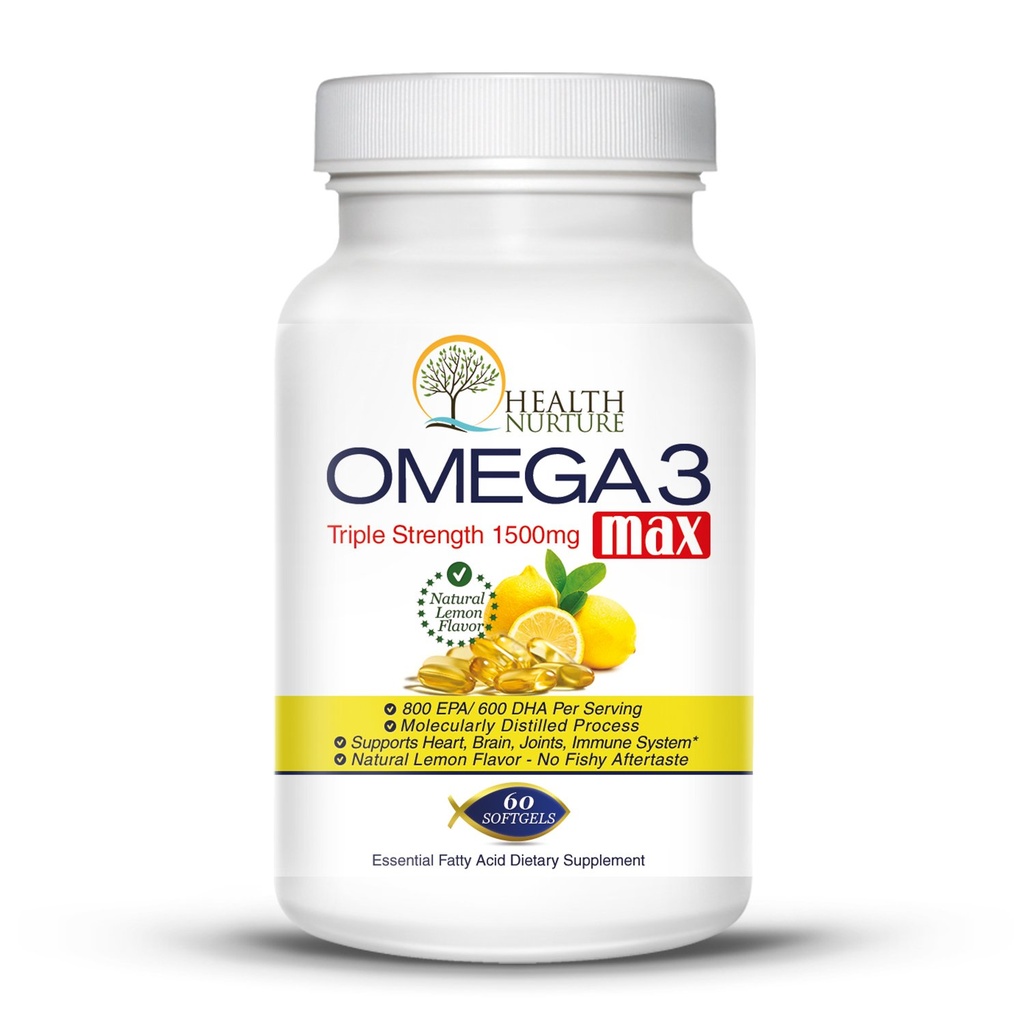 Petróleo de pescado Omega-3 Fuerza máxima 1500mg (800 EPA/600 Dha) Aceite de pescado de grado farmacéutico