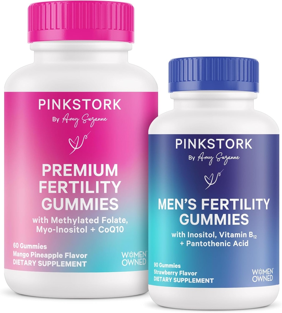 [BRSRAGAZDMIWEH3L] Pink Stork Fertility Gummies for Women and Men - Prenatal Conception Support - Inositol, COq10, Folate - Hormonal Balance