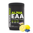 NutraBio Alpha EAA - Aminoácidos de todo el día para el crecimiento muscular y la hidratación - Aminoácidos esenciales con nootrópicos " Adaptógenos- Espectro completo EAA BCAA Polvo - 30 Servimientos - Blueberry Lemonade