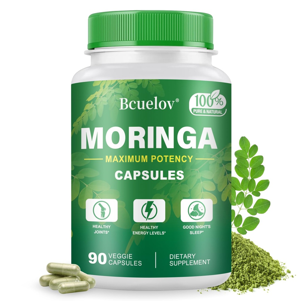 Moringa Capsules  800mg Pure Moringa Powder Capsules – Soporta Energía, Esquí y Gut Health, Sistema Inmunitario – Superalimentos Verdes con Vitaminas y Aminoácidos (90 Caps)