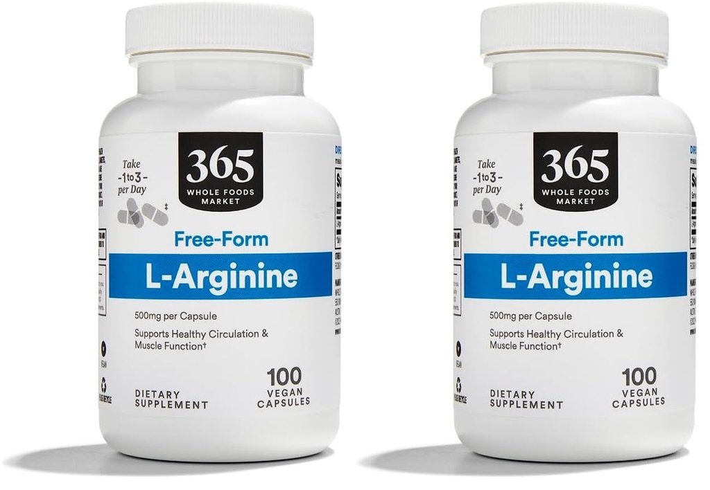 Whole Foods Market, L Arginine 500Mg 100 Veggie Caps (Pack of 2)