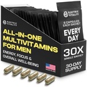 Multivitaminas para Hombres - Todo en un paquete para la energía y el foco, vitaminas para el rendimiento mental y la salud, empaquetado con Tongkat Ali, Shilijit, Vitamina C, B3, A, B12, 30 Pk