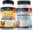 Curcumina Turmérica con Pepper Negro Extracto 1500mg Complejo (1 Mes de Suministro) Plus Alta Absorción Magnesium Bisglycinate Capsules (2 Mes de Suministro)