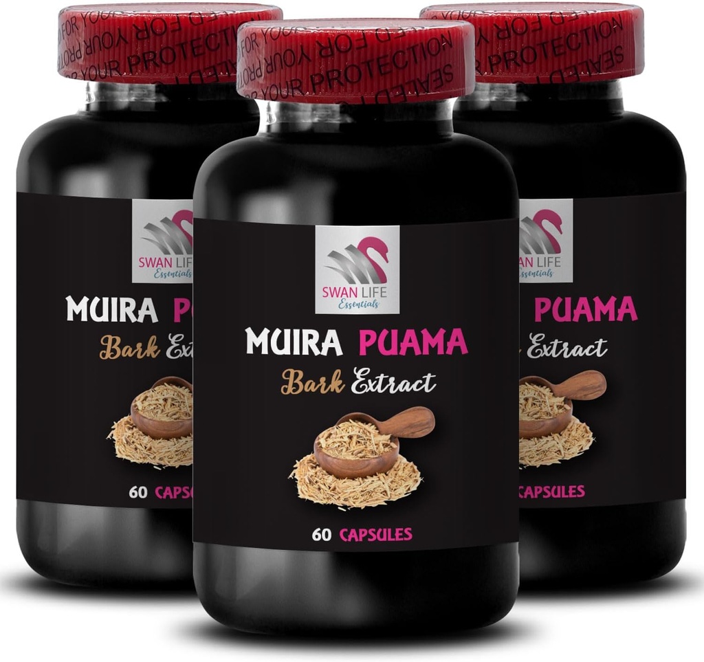 Herbal Drive Activation - MUIRA PUAMA BARK EXTRACT - Daily Vitality, Botanical Source, Performance Boost, Energizing Routine, Plant-Based Energy, Focus Lift, Adventure Ready 3 Bottles 180 Capsules