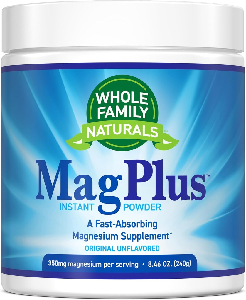 Suplemento de polvo de magnesio - MagPlus - Bebida de magnesio de calma natural - Suplemento de magnesio para los músculos, sueño y alivio del estreñimiento (sin sabor)