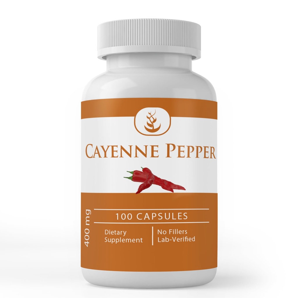 Ingredientes originales puros Cayenne Pepper, (100 capsules) Siempre puro, sin aditivos ni artillería, Lab Verified