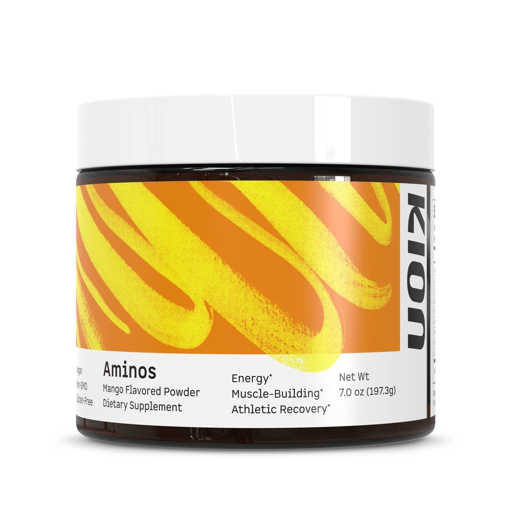 Kion Aminos Aminoácidos esenciales Polvo - Aminoácidos Suplementos Nutricionales, Aminos Polvo, Energía Amino Esencial No Caffeine, EAAs Aminoácidos Polvo, BCAA EAA - 30 Servimientos, Mango