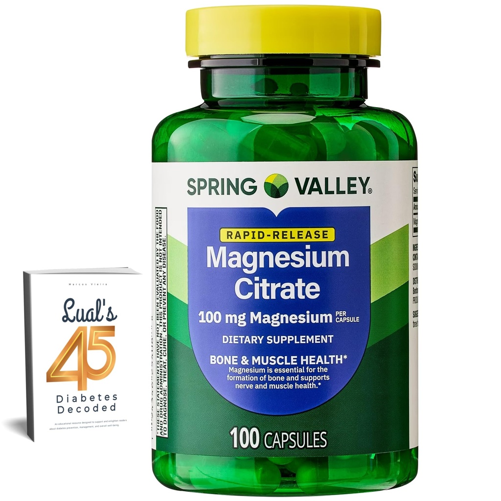 Spring Valley Magnesium Citrate ← Citrato de Magnesio 1000mg Capsules ← Mejor suplemento de magnesio para las mujeres ← Magnesium Pill  100 mg, 100 cápsulas Agrupar con 45 diabetes de Lual