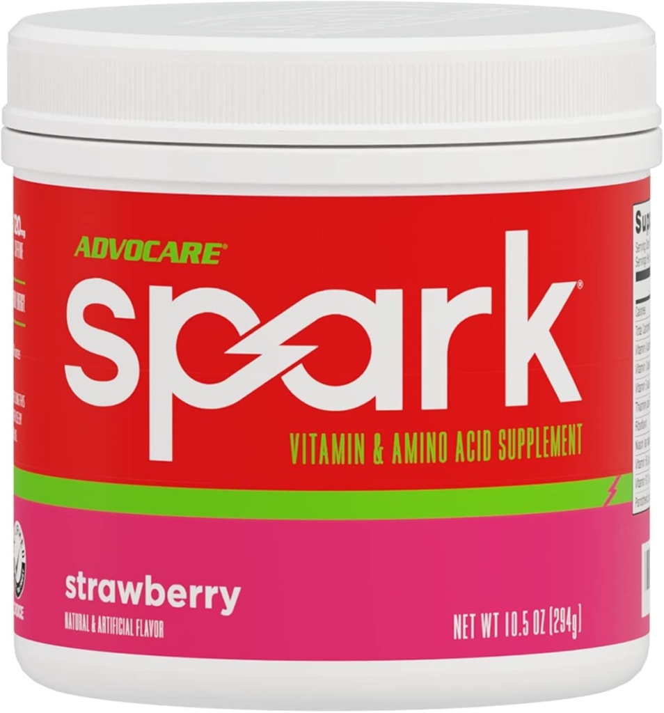 AdvoCare Spark Vitamina " Suplemento Aminoácidos - Focus " Energy Drink Powder Mix with Vitamin A, B-6, C " E - También incluye L-Carnitine " L-Tyrosine - Strawberry - 10,5 oz