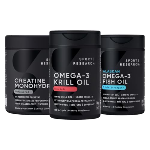 Investigación Deportiva Monohydrate mejorado por la Omega Power House Antártico Krill & Fish Oil con triple fuerza EPA DHA y fosfolípidos, Choline " Astaxanthin - Fit for Champions