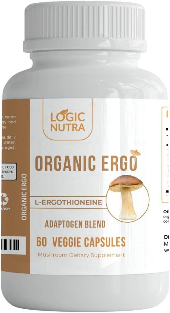 L-Ergothioneine Plus Orgánica Blend of Cordyceps Mushroom, Lion’s Mane, Reishi, Astragalus, Siberian Ginseng, Ashwagandha – 60 Caps