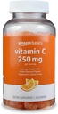 Amazon Basics Vitamina C 250 mg Gummies, Orange, 150 Conde (2 por Serving), Immune Health (antes Solimo)