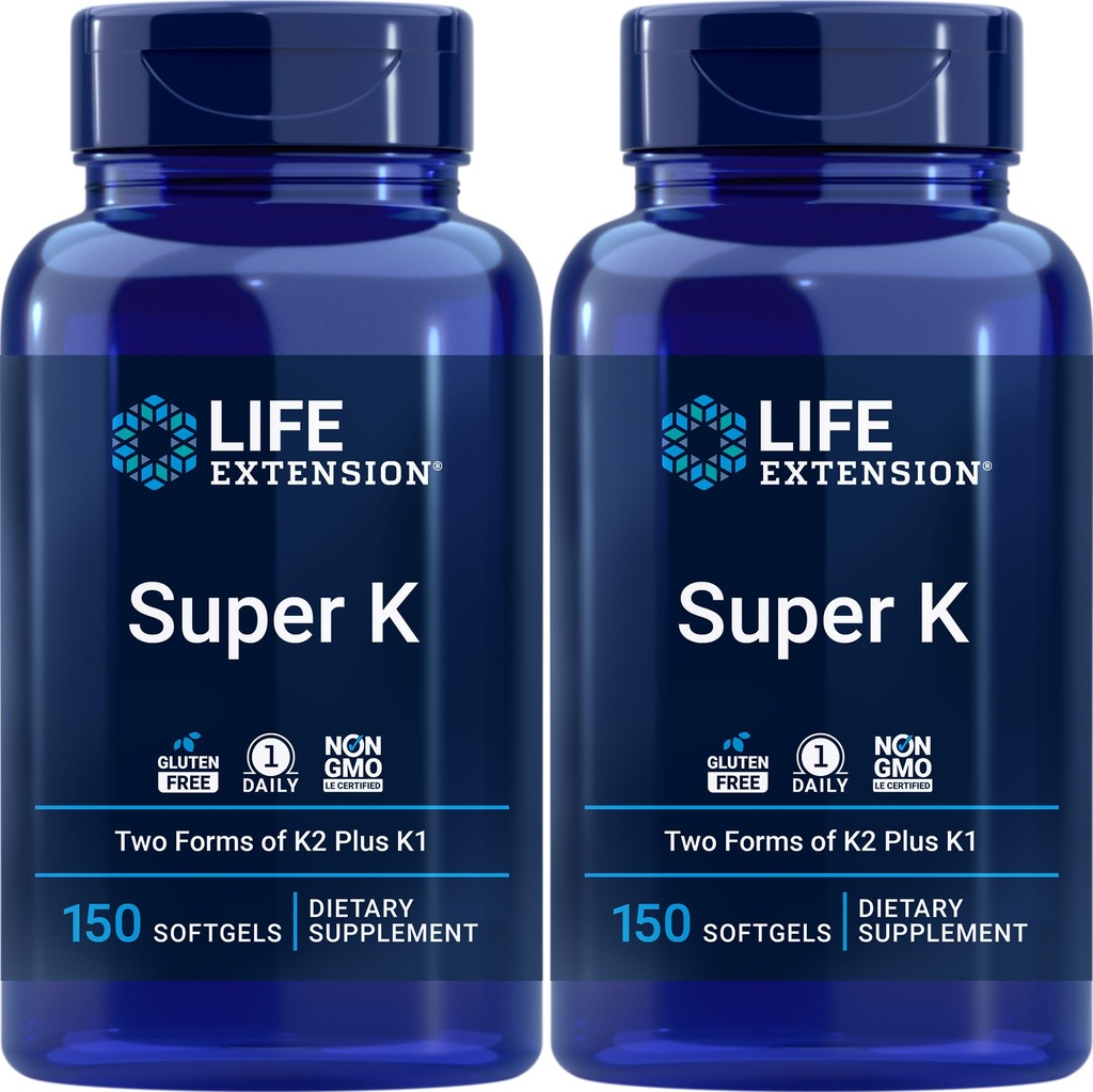 Super K, 150 Softgels (Pack of 2) con vitaminas K y K2