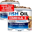 (2 Pack) Omega 3 Fish Oil for Dogs - 170 Chews - Skin and Coat Supplement - Omega 3 for Dogs - Tratamiento de la piel seca y picante - Alivio de la alergia Dog Anti Shedding Treats - Salmon - Chicken Flavor