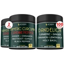 Bundle 7in1 Turmeric Curcumin &amp; 6in1 Dandelion Supplement - Support Heart, Digestion Health and Immune System