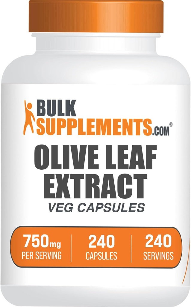 [BRSRMEDRBN7BMCIV] BulkSupplements.com Extracto de la hoja de oliva cápsulas - Suplemento de la hoja de oliva, cápsulas de la hoja de oliva - Immune Support, Gluten Free, 1 cápsula por servicio, 240 cápsulas de la taza (Pack of 1)