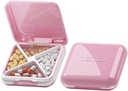 DUBSTAR Caja pequeña de la pila, caja de la pila linda - Organizador diario de la píldora de viaje, contenedor portátil de la pill para el bolsillo del púrpura, portador de medicina compacta para vitaminas, aceites de pescado, suplementos (Pink)