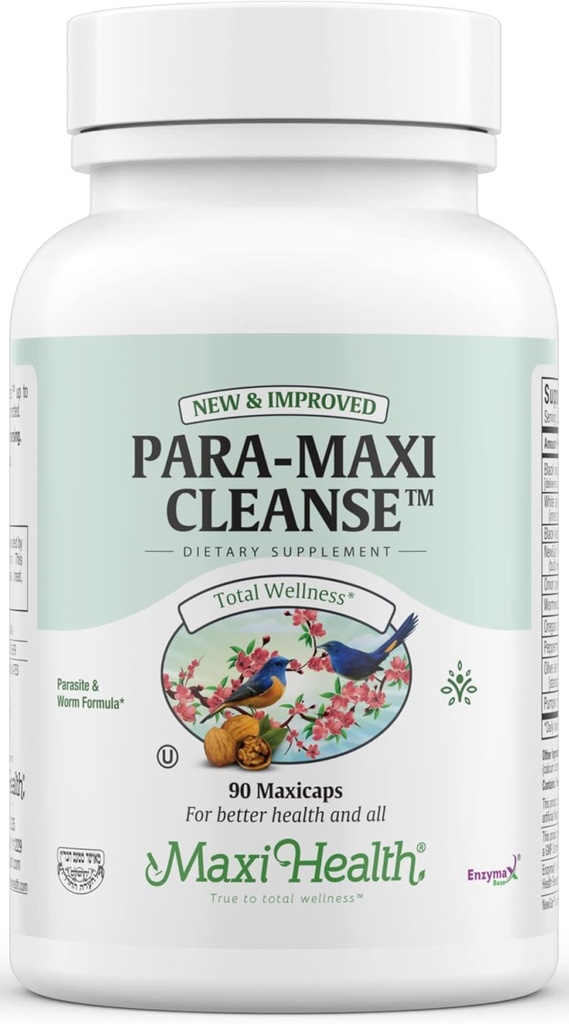 Maxi Health Intestinal Cleanse for Humans - Natural Digestive Colon Gut Flora Body Detox for Women - Gut Cleanse for Hombre - Bloated Belly Relief with Black Walnut Wormwood Herb (90 Capsules)