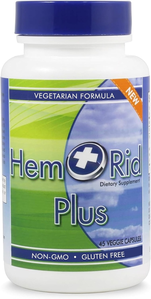 HemRid Plus Advanced Herbal Comfort Fórmula - 45 cápsulas vegetarianas para el confort mejorado y bienestar, Destacando castaña de caballo, Bruja Hazel & Más - Proudly Made in The USA