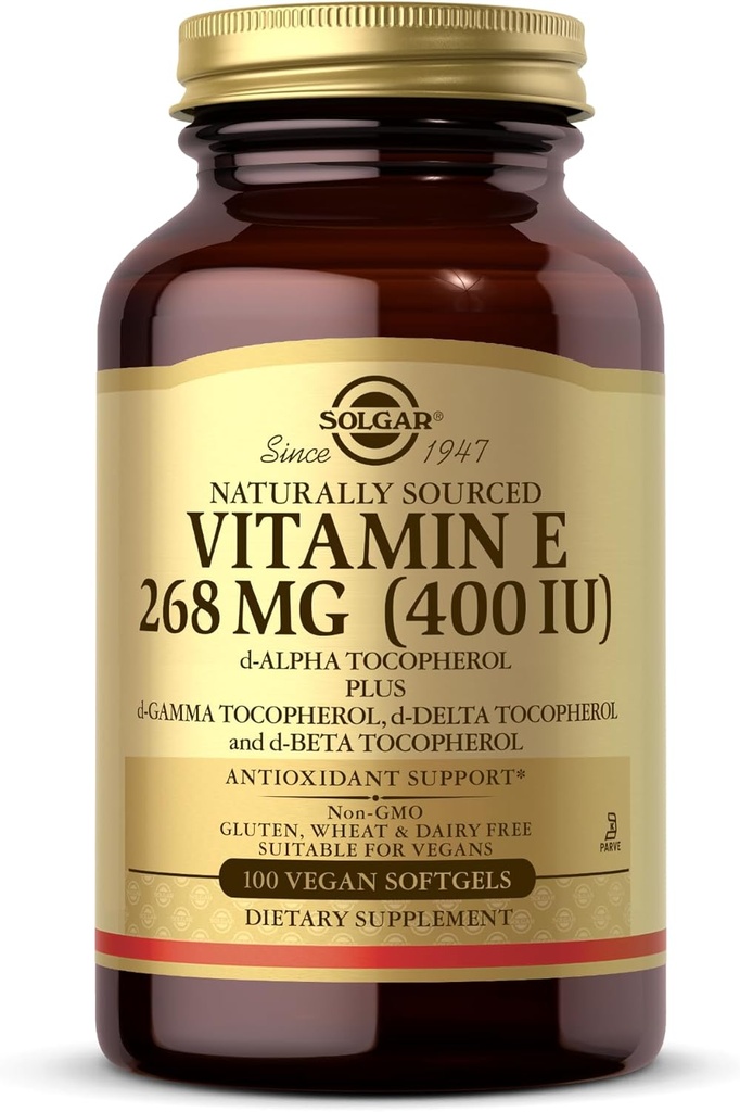 [BRSWIGT6BB6QY23O] Solgar Vitamina E 268 mg (400 UI) - 100 Vegan Softgels - Fuente natural - No GMO, Gluten Gratis - 100 Servings