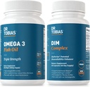 Dr. Tobias Omega 3 Fish Oil and DIM Complex Supplements, Supports Heart, Brain Immune Function and Hormone Balance for Women & Men with BioPerine, Borccoli Extract & Calcium D-Glucarate, 60 cápsulas