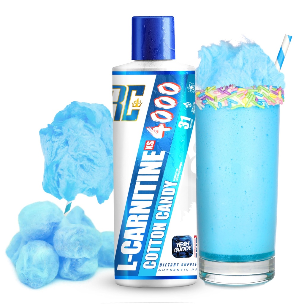 Ronnie Coleman Signature Series L Carnitine XS 4000 Liquid, Stimulant Free, Sugar Free, Zero Carbs, Lean Muscle Strength Support for Men &amp; Women, 16 Oz (16 oz, Cotton Candy (4000))