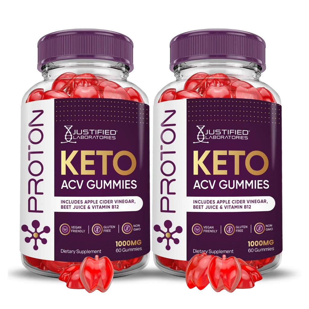 Laboratorios Justificados (2 Pack Proton Protein Keto ACV Gummies Advanced Formula 1000MG Proton Boost Formulado con Pomegranate Beet Juice Powder B12 Vegan Non GMO 120 Gummys