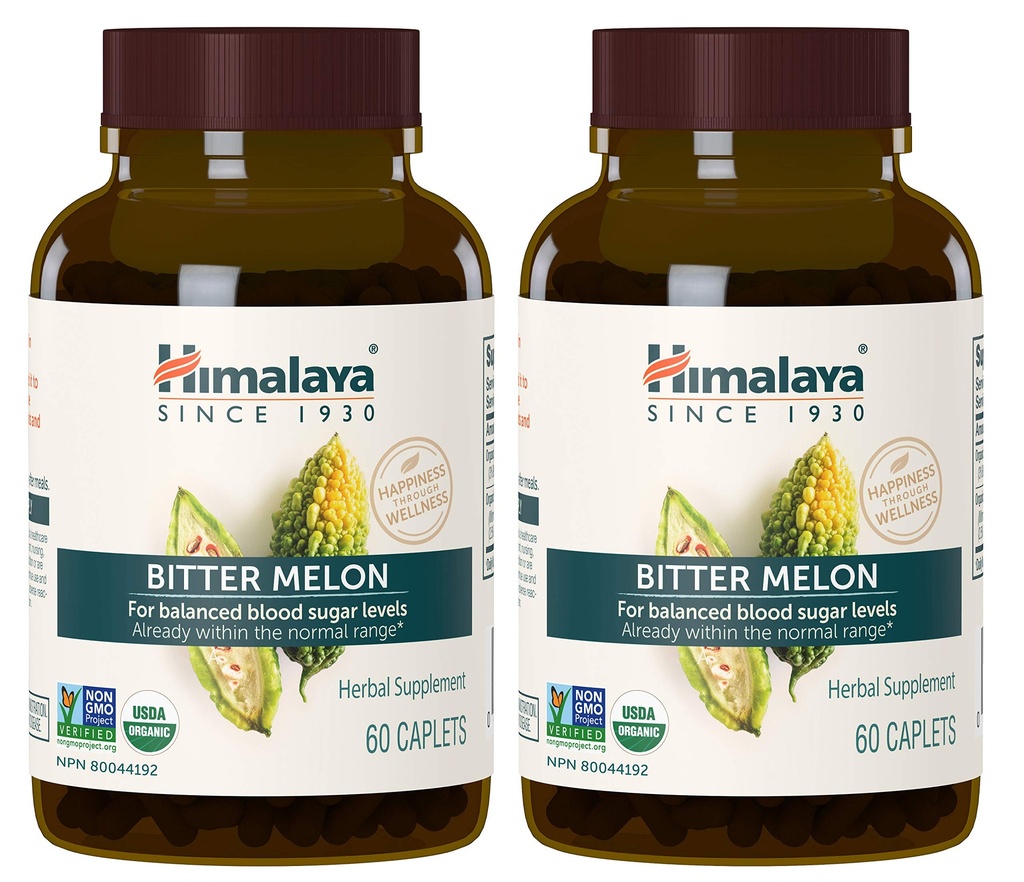 Himalaya Organic Bitter Melon - Herbal Glucose Metabolism Support - USDA Organic, Non-GMO, Vegan, Gluten Free, Additive Free, 660 mg, 60 cápsulas (Pack of 2)