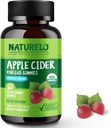 NATURELO Manzana Vinagre Gummies, Orgánica certificada, Vegan - 60 Gummies