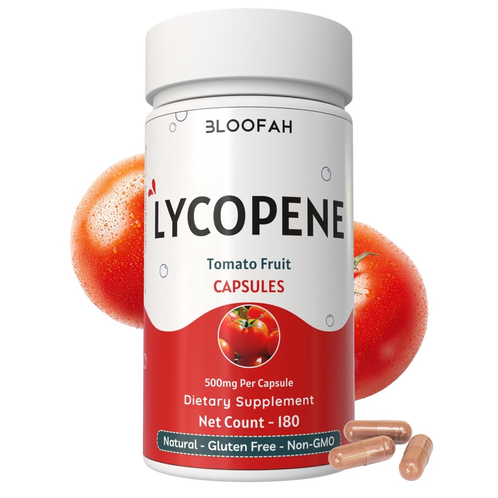 Tomato Powder Capsules 500mg - 180 Conde (Lycopene) Natural Carotenoide Suplemento de Salud y Bienestar Apoyo ← Gluten Free &amp; Non-GMO, Plant Based