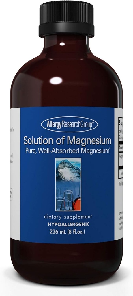 Solución del Grupo de Investigación de Alergia del Magnesio - Magnesio Chloride Liquid, GI Tract Support, Puro, Well-Absorbed, 66.5mg Suplemento - 8 Fl Oz