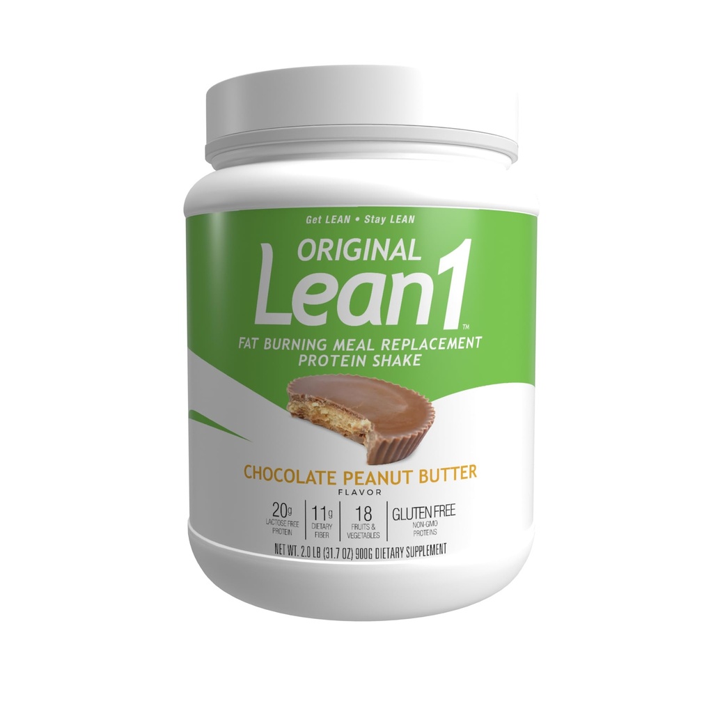 Lean1 Meal Reemplazo Protein Powder, Chocolate Peanut Butter Flavor, 15-Serving Tub.