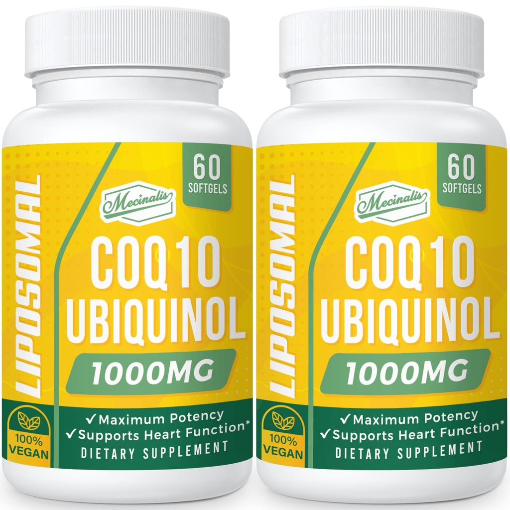 1000mg Liposomal CoQ10 Softgels ← Mejor Absorción CoQ10 Ubiquinol Suplemento  Función del corazón " Energía Producción de energía ← Forma activa antioxidante de la coenzima Vegan Q10 ← Non-GMO TEN 120 Softgels