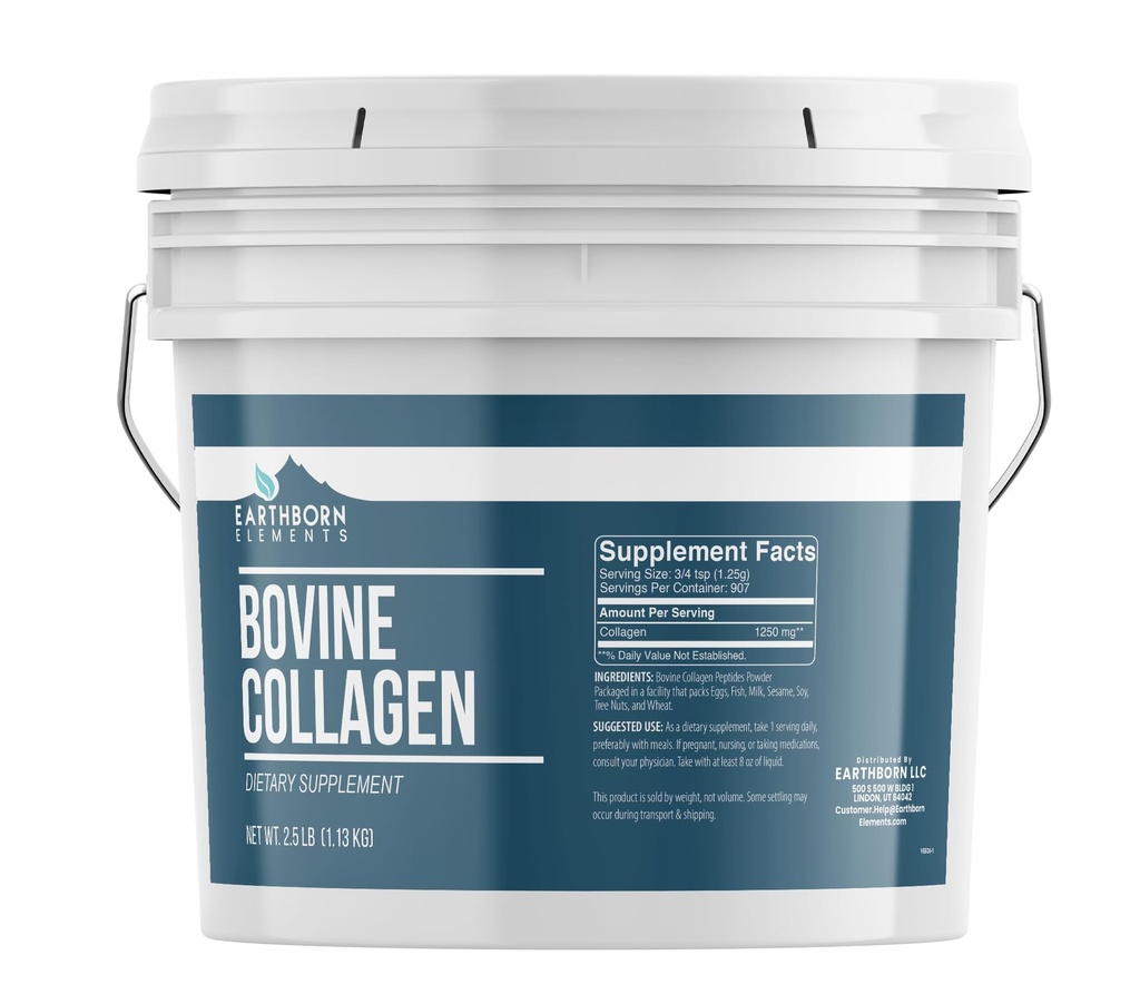 Elementos tercos Bovine Collagen Peptides Powder 1 Gallon Bucket, Pure " Undiluted, Dietary Supplement