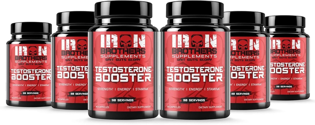 Booster de testosterona para hombres - Bloqueador de estrógeno - Suplemento Energía Natural, Fuerza & Resistencia - Crecimiento del músculo magro - Promueve la pérdida de grasa - Aumentar el rendimiento masculino (6 botellas)