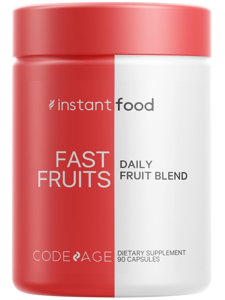 Codeage Instantfood Fast Fruits, Más de 15 Fruits Powders Equivalent All-in-One, Vegan Daily Whole Food Vitamins - Berries, Antioxidant Polyphenols & Bioflavonoid Multivitamin, Non-GMO, 90 cápsulas