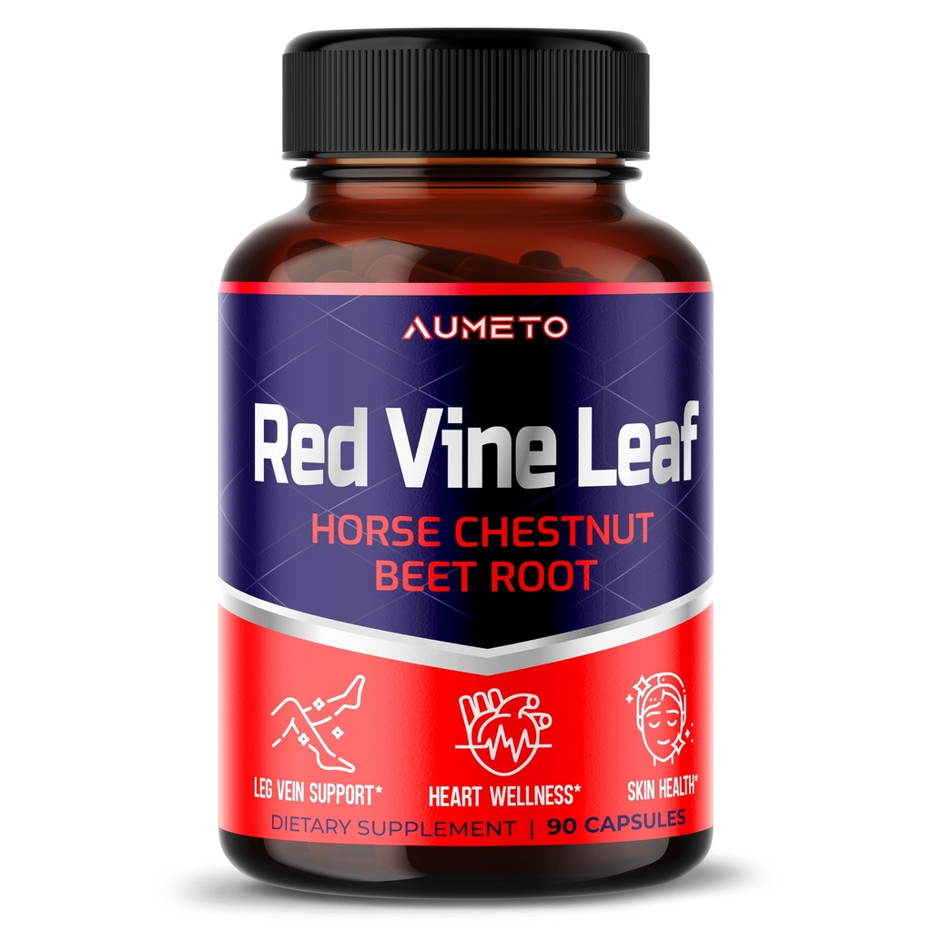 Red Vine Leaf Suplemento con Caballo Chestnut, Beetroot, Ginger - Apoyo Natural para la Fuerza Veinte y Circulación Wellness- Made in The USA (90 Conde (Pack of 1))