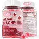 Azúcar libre de calcio Magnesio Zinc Gummies, Algae Calcium Magnesium Supplement Plus D3 TENIDO 4 Formas de Magnesio - Glycinate, Citrato, Malate, Algae - Asistencia Bone Health, Muscle Function &amp; Nerve, 60 Ct