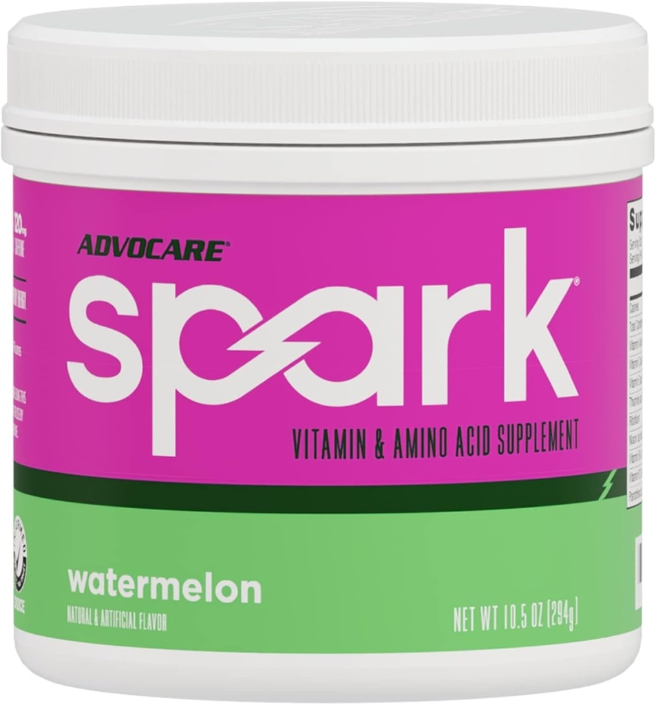AdvoCare Spark Vitamina " Suplemento Aminoácidos - Focus " Energy Drink Powder Mix with Vitamin A, B-6, C " E - También incluye L-Carnitine " L-Tyrosine - Watermelon - 10,5 oz