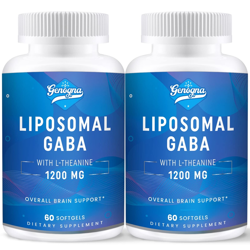 GABA Liposomal con L-Theanine 1200mg - 2 Pack High Suplementos GABA biodisponibles,120 cápsulas para adultos