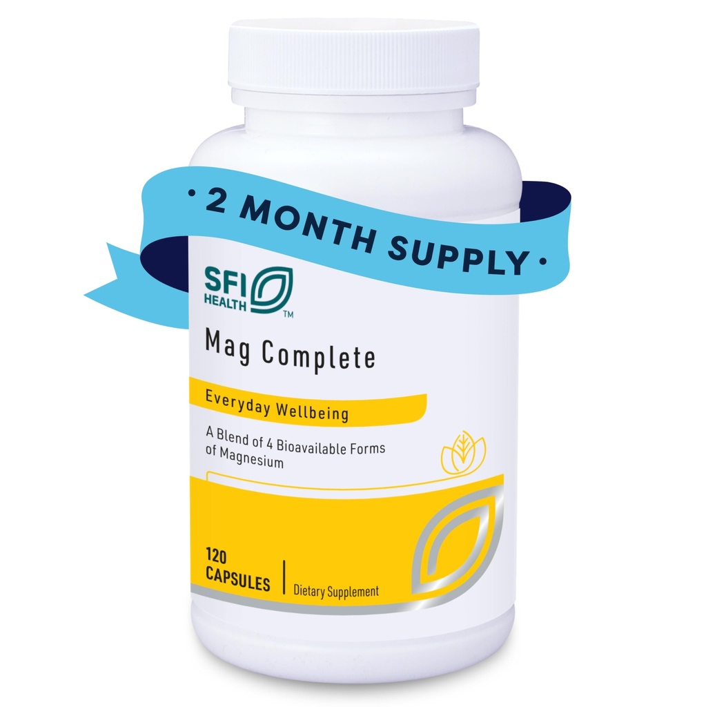Klaire Labs SFI Health Mag Complete - Magnesium Complex Supplement - with Bioavailable Magnesium Succinate, Taurinate, Malate " Citrate - Support A Healthy Heart, Energy " Nerves (120 cápsulas)