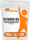 BulkSupplements.com Vitamina B5 Powder - como Calcio Pantothenate, B5 Vitaminas - Gluten Gratis, 500 mg de Vitamina B5 Ácido Pantoténico por Serving, 1kg (2,2 libras) (Pack de 1)