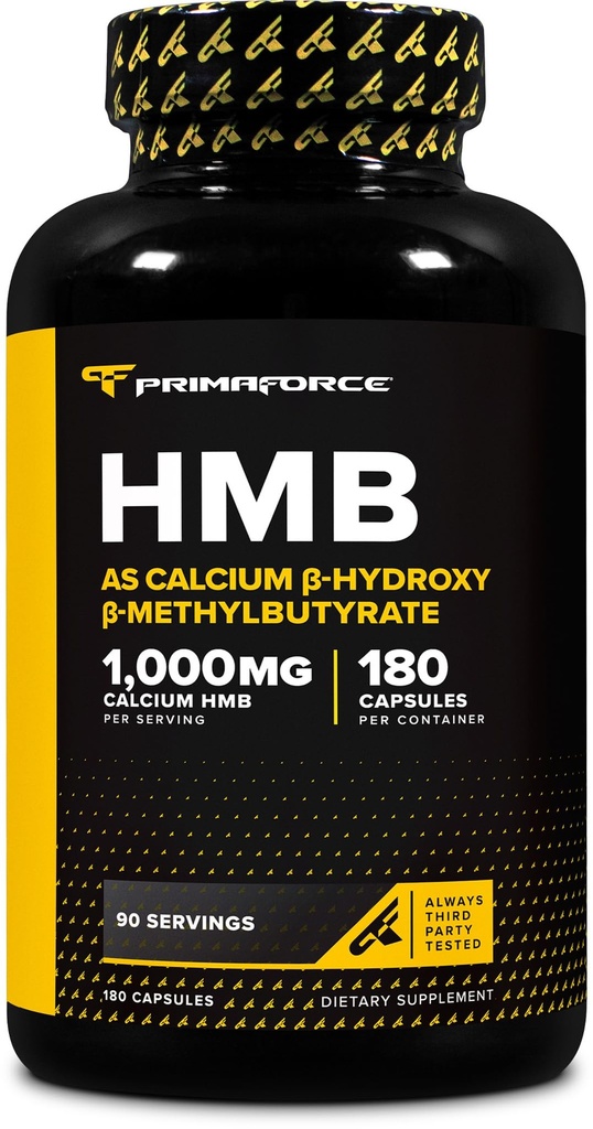 Primaforce HMB (Beta-Hydroxy Beta-Methylbutyrate) 1000mg, 180 Capsules (500mg Por Capsule) - Gluten Free and Non-GMO Supplement