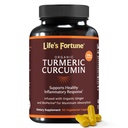 Curcumina Turmérica Orgánica de la Fortuna de la Vida con Pepper Negro y jengibre, Absorción Mejorada, Suplemento Extra Fuerza, Soporte Conjunto &amp; Inmunitario, No GMO, 90 Cap - 2250mg