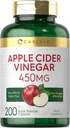 Carlyle Apple Cider Vinegar Capsules ← 450mg ← 200 píldoras ← No GMO, Gluten suplemento gratis