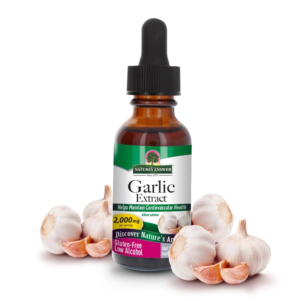 Respuesta de la naturaleza Extracto de ajo ← Promueve la salud general " Well-Being TEN made with Low Organic Alcohol TEN Gluten-Free, Non-GMO " Kosher Certified TEN 1oz