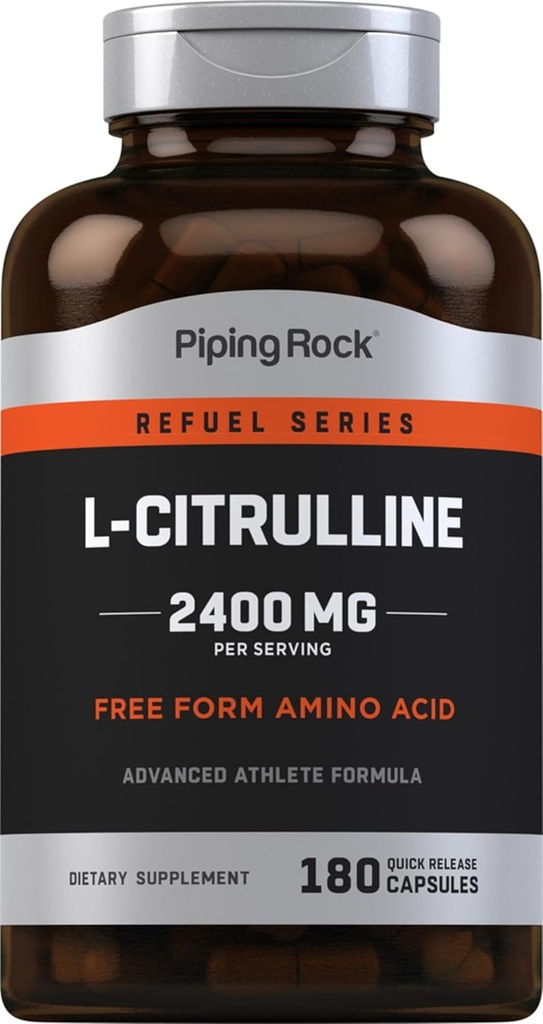 Piping Rock L Citrulline Suplemento para Hombres y Mujeres Silencioso 2400mg Silencio 180 Capsules Silencio Forma libre Aminoácidos Silencio No Gluten Libre