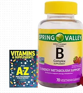 Primavera Valle Vitamina B Complejo Suplemento Adulto Gummies Vegetarianas, 70 Conde+Mejor Guía Vitaminas Suplementos
