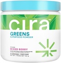 Cira Daily Greens - Naturalmente Endulzado, Orgánica Spirulina Superfood Powder con Ingredientes Premium, Antioxidante-Rich para Deblotar, Digestión, Energía - Berry mixto, 30 Servimientos