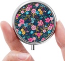 Mini Caja de Píldora, Caja de Píldora Pequeña, Caja de Píldora Portátil, Cute Pill Organizer for Vitamins, Medications, Fish Oil and Supplements (Floral)